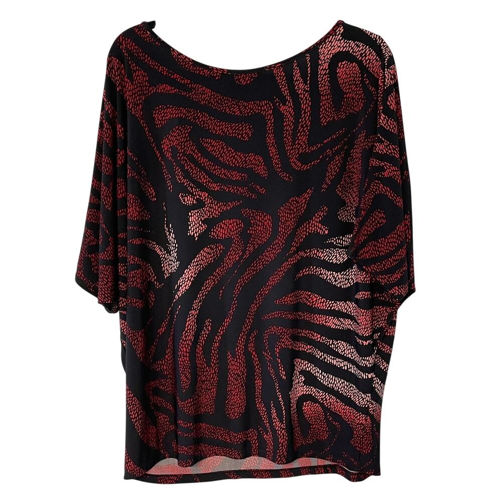 Clara Sun Woo Top Red Black Batwing Sleeves M - Picture 2 of 6